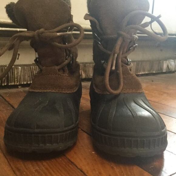 Sorel Badger Kids Snow Rain Boots Brown Lace Up - Picture 15 of 15